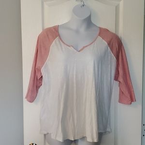 Lane Bryant Pink and white baseball T